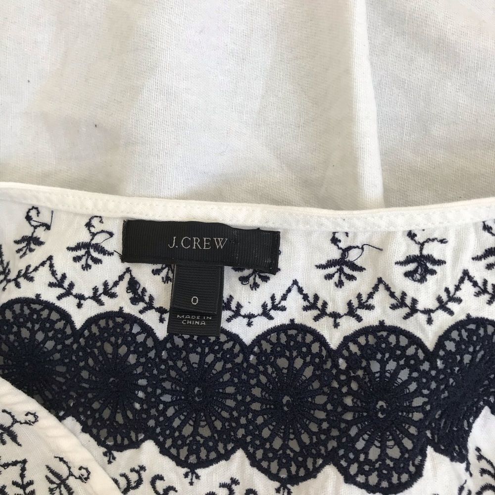J.Crew Embroidered Linen Blend Mini Dress European Coastal Summer Resort XXS - Picture 13 of 14